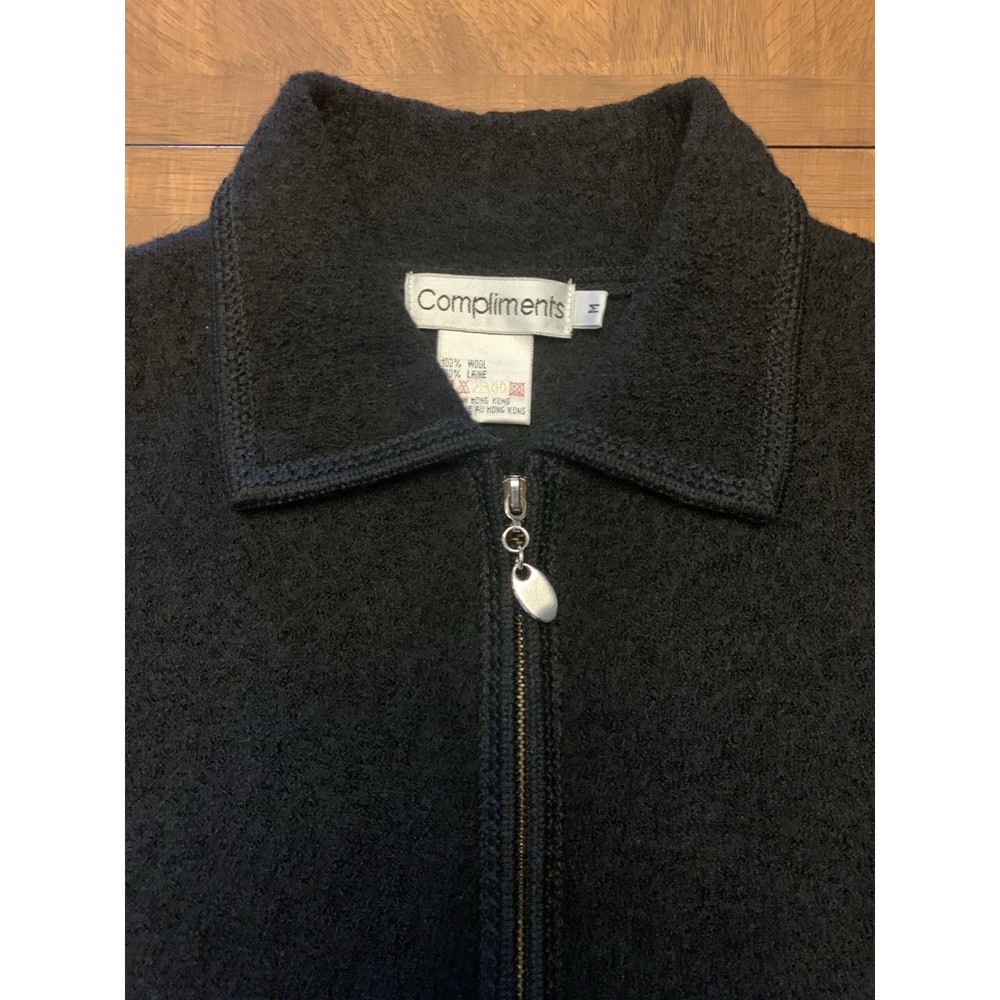 100%‎ Wool Embroidered Winter Holiday Vest Women's M Black Compliments - Picture 9 of 11